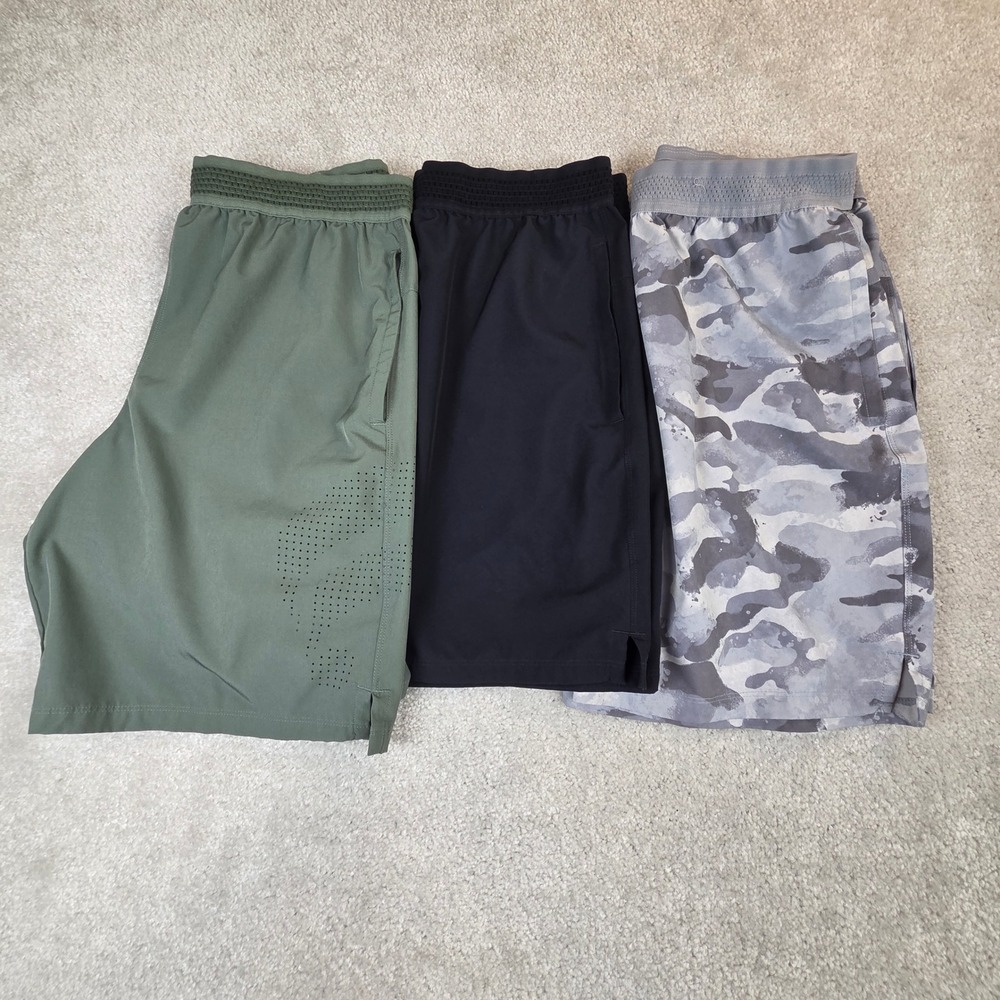 Fabletics Fundamental Shorts Bundle Mens M Camo Black Green Training 3 Pack